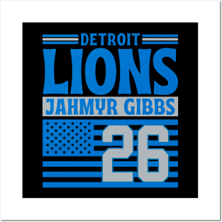 Detroit Lions Gibbs 26 American Flag Football Posters and Art